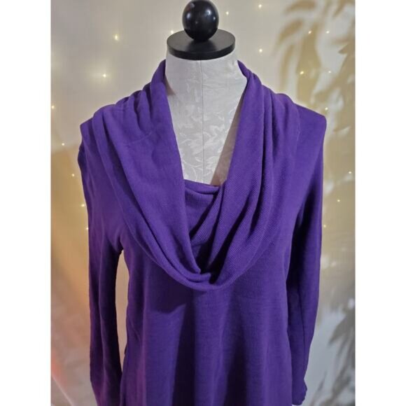 Fresh Produce Cowl Neck Purple Long Sleeve Knit Pullover Sweater Womens Size XS - Picture 5 of 9